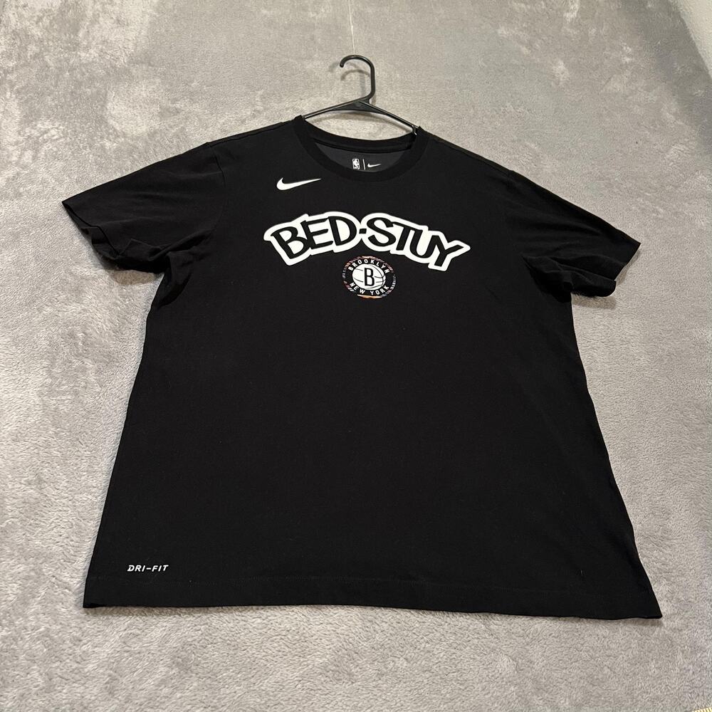 Brooklyn Nets Shirt Mens Large Black NBA Basketball Nike Dri-FIT Bed-Stuy Tee